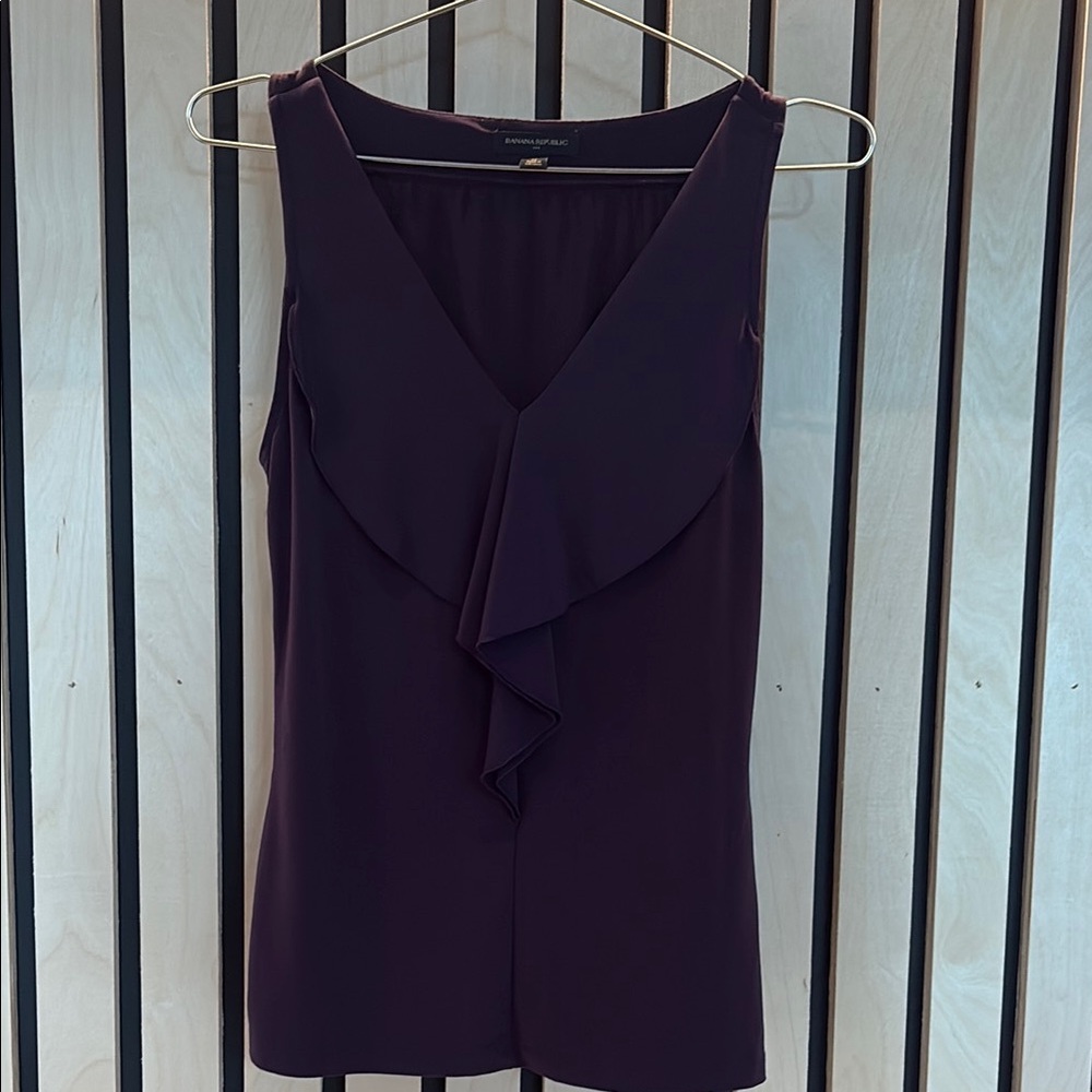 Purple Sleeveless Ruffle Top